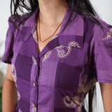 Violet button down cotton midi dress