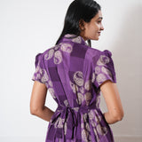 Violet button down cotton midi dress