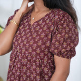 Maroon katha cotton midi  dress