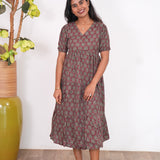 Plum katha cotton midi dress
