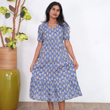 Powder blue katha cotton midi dress