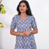 Powder blue katha cotton midi dress