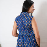 Navy tie and dye button down midi dress(attached sleeves)