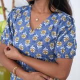 Powder blue katha cotton midi dress
