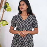 Midnight black katha cotton midi dress