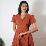 Rust orange button down midi dress