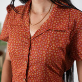 Rust orange button down midi dress