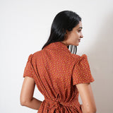 Rust orange button down midi dress