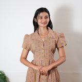 Sandal button down cotton midi dress