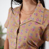 Sandal button down cotton midi dress