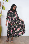 Onyx mandarin collar a-line long gown