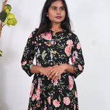 Onyx mandarin collar a-line long gown