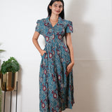 Ocean button down cotton midi dress