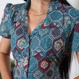 Ocean button down cotton midi dress