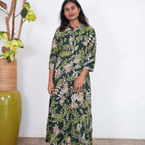 Forest green fern a-line long gown