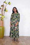 Forest green fern a-line long gown