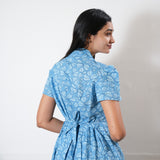 Azure button down cotton midi dress