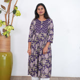 Purple cotton Anarkali kurti