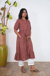 Maroon cotton maternity nursing midi dress