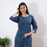 Indigo tie and dye round neck cotton co-ords set