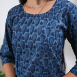 Indigo tie and dye round neck cotton co-ords set