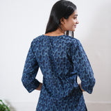 Indigo tie and dye round neck cotton co-ords set