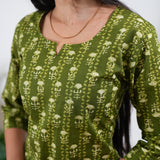 Khaki round neck cotton co-ords set