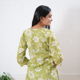 Lime green round neck cotton co-ords set