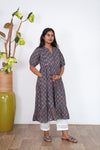 Indigo cotton maternity nursing midi dress