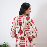 Beige geometric round neck cotton co-ords set
