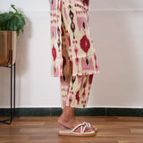 Beige geometric round neck cotton co-ords set