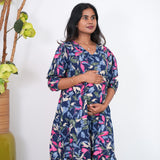 Midnight blue fern maternity nursing wear