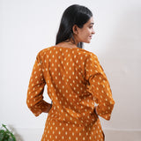Mustard butta round neck cotton co-ords set
