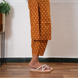 Mustard butta round neck cotton co-ords set
