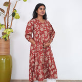 Maroon puff sleeve cotton maternity nursing wear