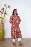 Maroon puff sleeve cotton maternity nursing wear