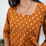Mustard butta round neck cotton co-ords set