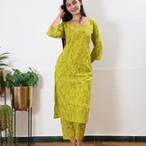 Lemonade round neck cotton co-ords set