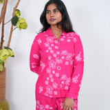 Fuschia floral cotton night suit