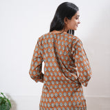 Orange round neck cotton co-ords set