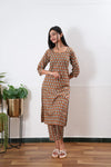 Orange round neck cotton co-ords set
