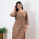 Orange round neck cotton co-ords set