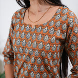 Orange round neck cotton co-ords set
