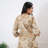 Beige round neck cotton co-ords set