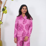 Mauve floral cotton night suit