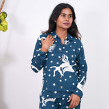 Blue starry cotton night suit