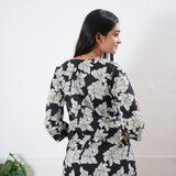 Black roses round neck cotton co-ords set