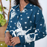 Blue starry cotton night suit