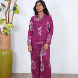 Burgundy cotton night suit