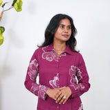 Burgundy cotton night suit